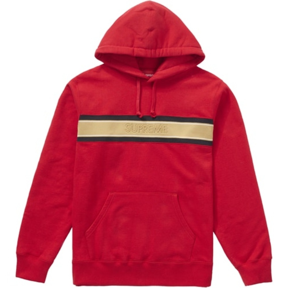 Supreme Chest Stripe Logo Hooded Sweater (Red) XL